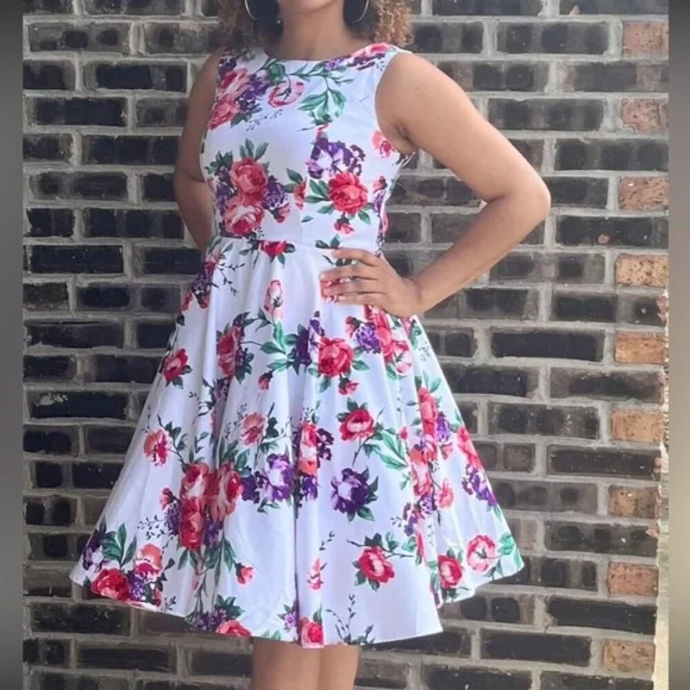 Grace Karin Floral Cocktail A Line 50s Dress Size XXXL